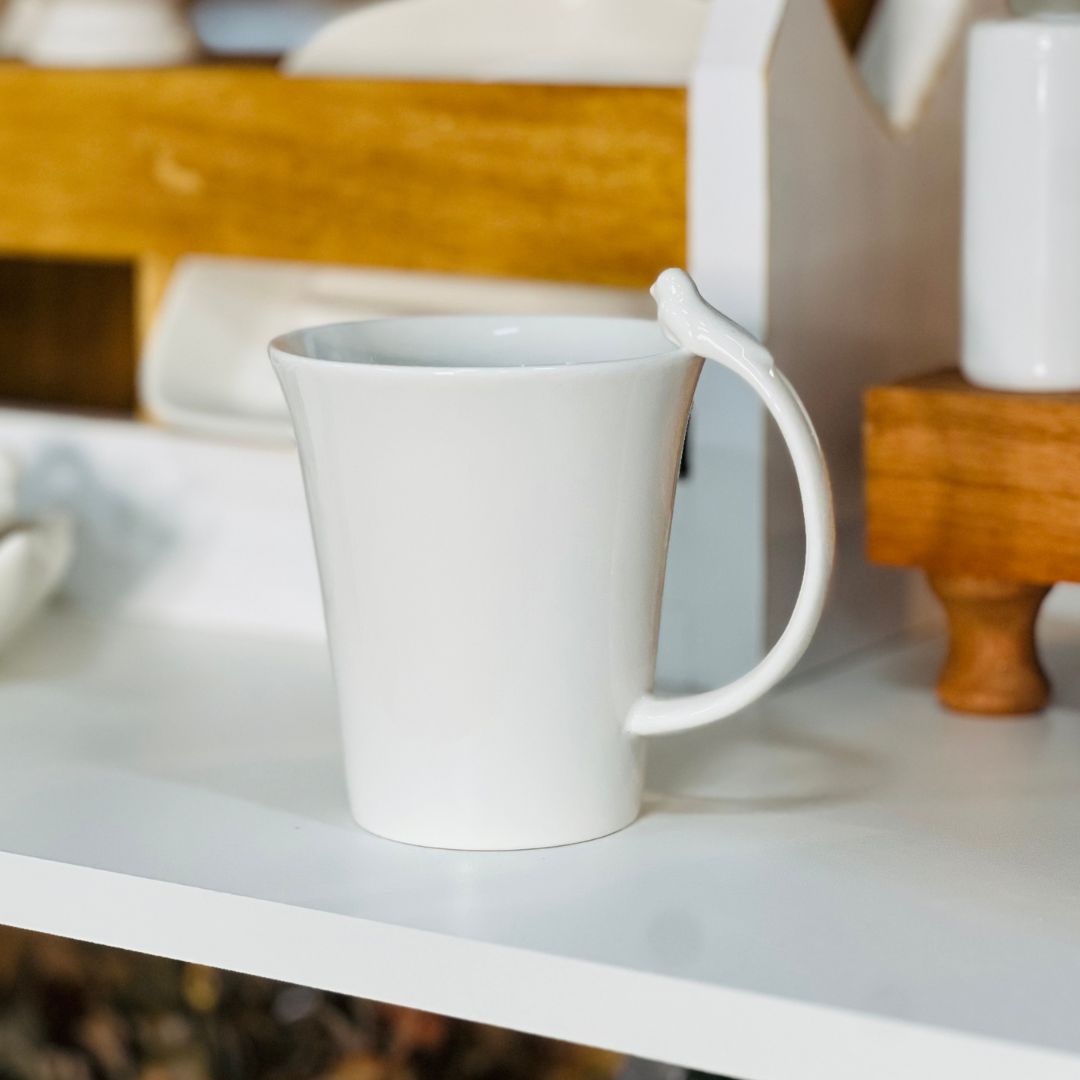 Caneca Porcelana Birds Branco - 300ml