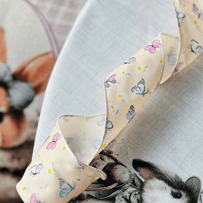 Fita Decorativa Aramada Borboletas Amarela 6,3cm x 9,14m