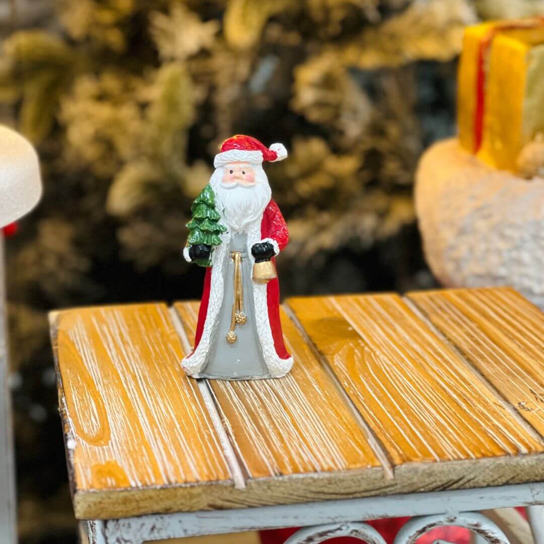 Enfeite Papai Noel com Casaco em Resina – Jogo com 2 Peças