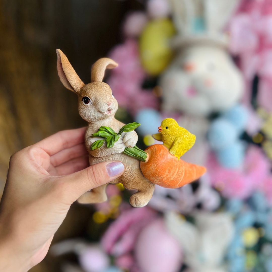 Coelho com Cenoura e Pintinho - 15cm