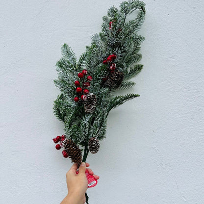 Pendente Nevado Galhos Pinhas Berries - 70cm