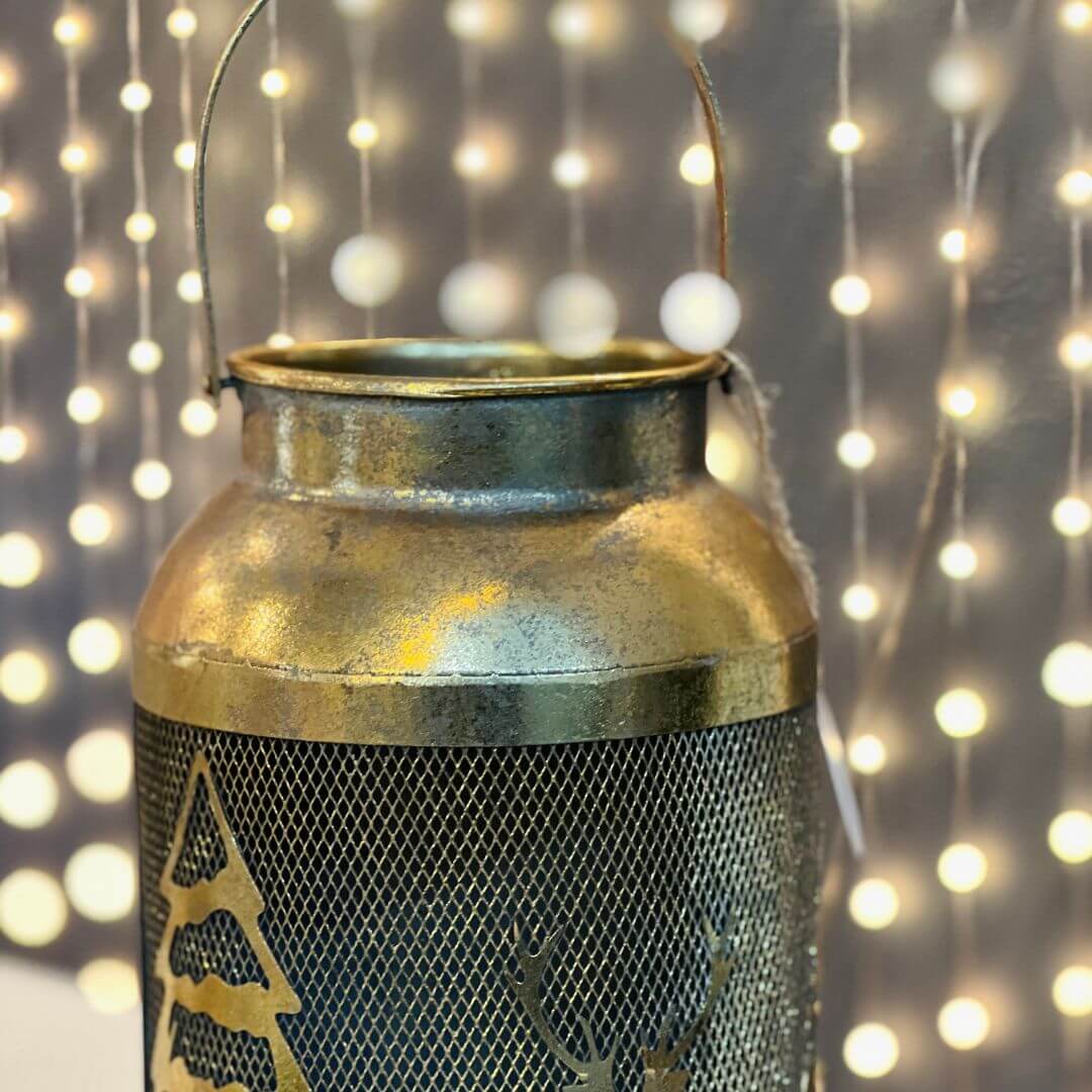 Porta-Velas com Alça e Renas – 36,5cm