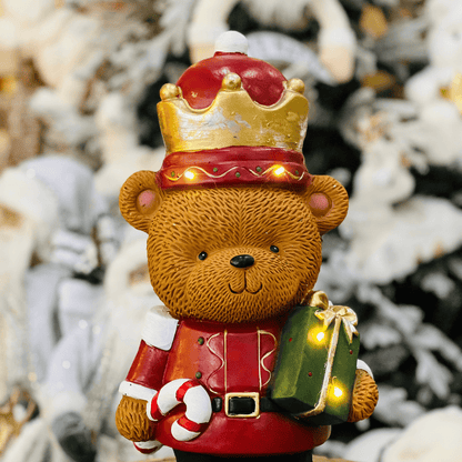 Urso Natalino Em Pé de Cerâmica Com Led 45cm