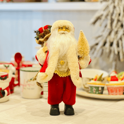 Papai Noel Em Pé Vermelho e Champanhe 30cm