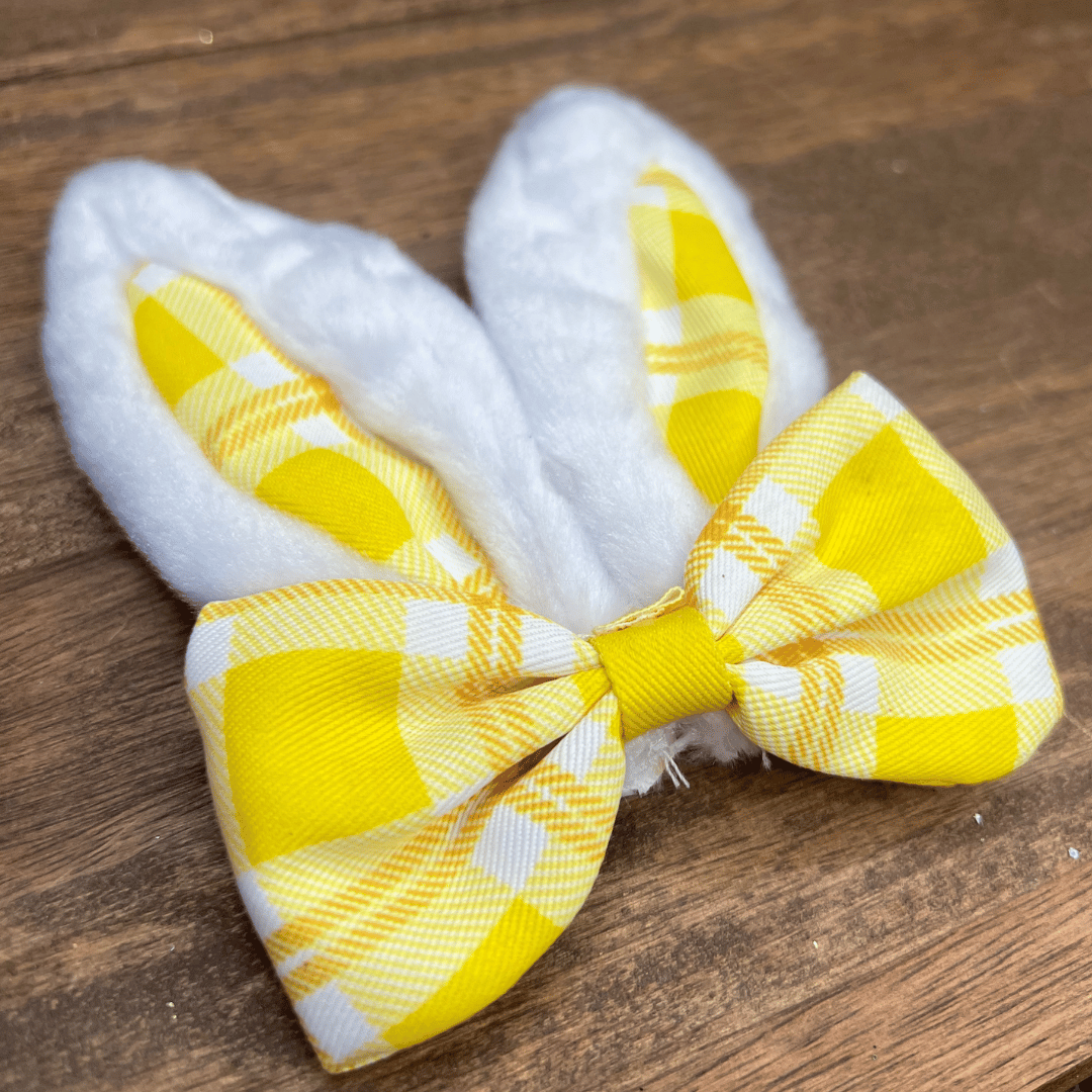 Enfeite de Páscoa com Clip Orelhinhas Amarelo 12x3cm