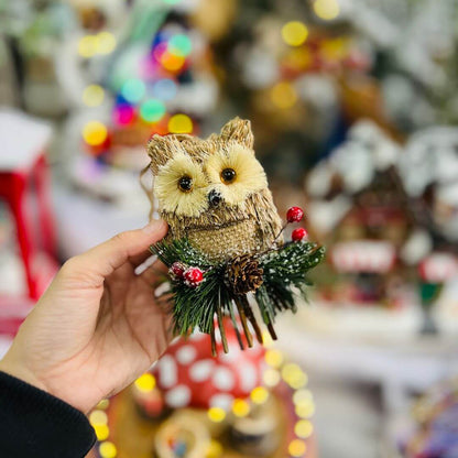 Coruja de Palha para Pendurar - 12cm