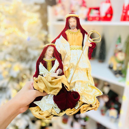 Sagrada Família Em Vermelho e Dourado - 30cm