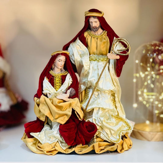 Sagrada Família Em Vermelho e Dourado - 30cm