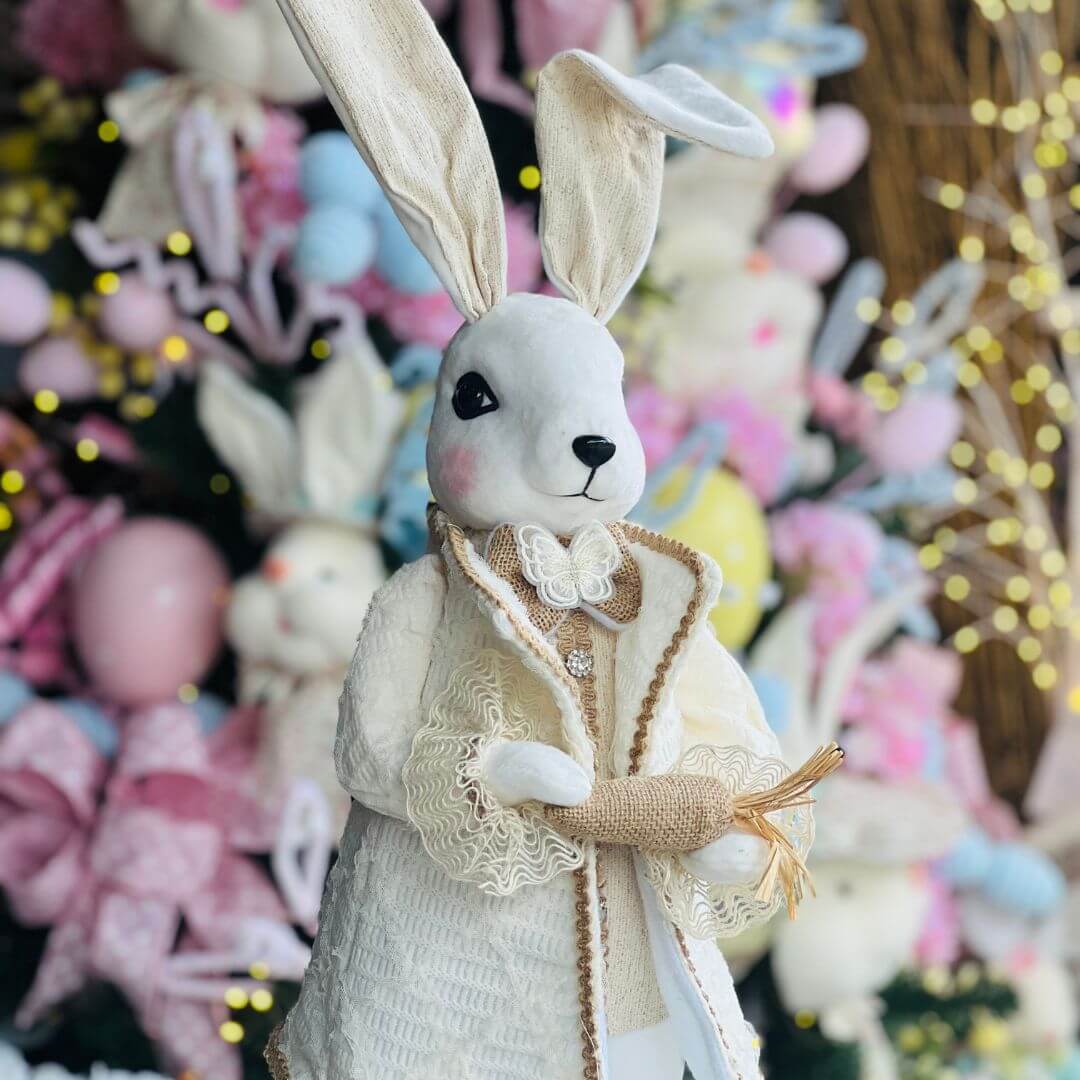 Coelho Tecido Com Cenoura - 47cm