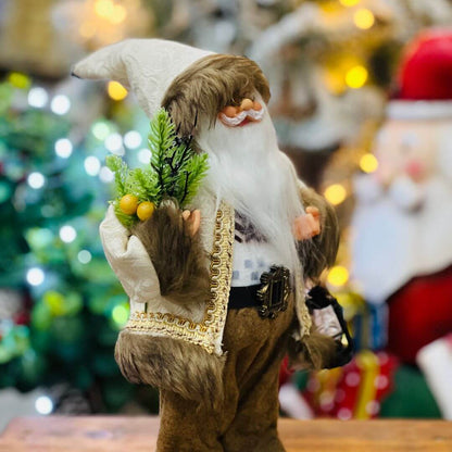 Papai Noel Rústico Com Lanterna e Arranjo - 30cm