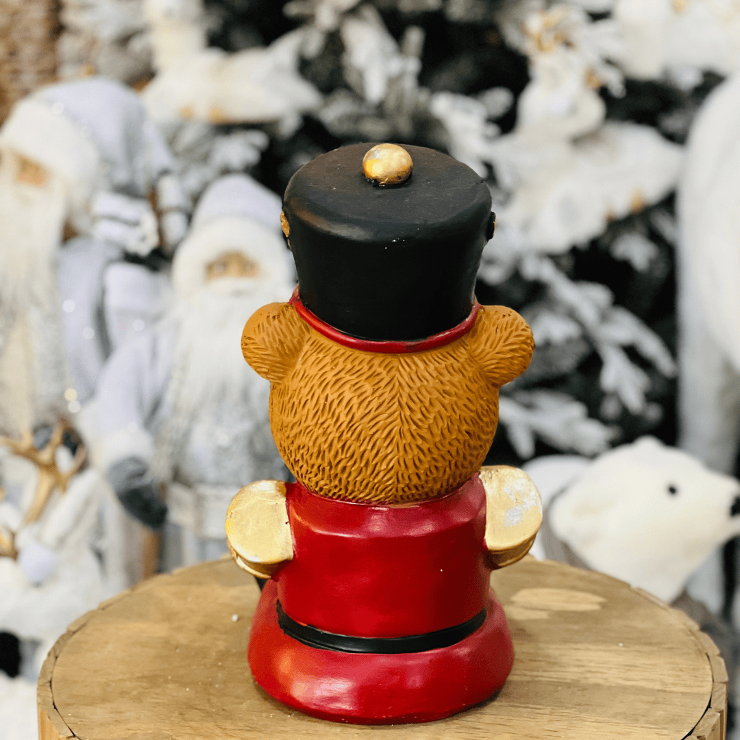 Urso Soldadinho Natalino de Cerâmica Com Led 39cm