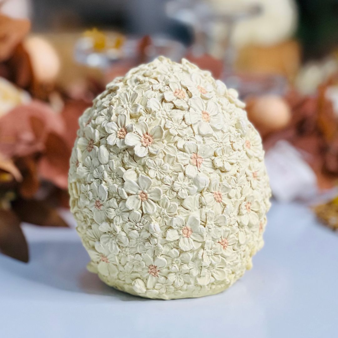 Ovo de Páscoa Com Flores - 11,5x11,5x12,8cm Amarelo