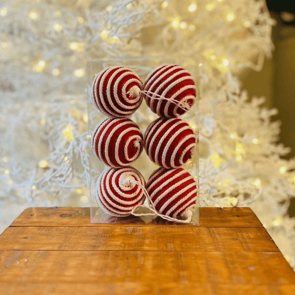 Enfeite Bola de Natal em Tecido 8 cm | Jogo com 6 Peças