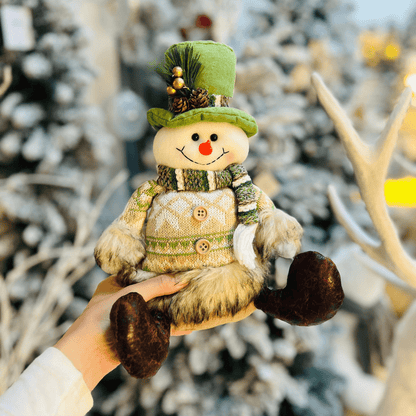 Boneco de Neve Natalino Sentado Verde 25cm