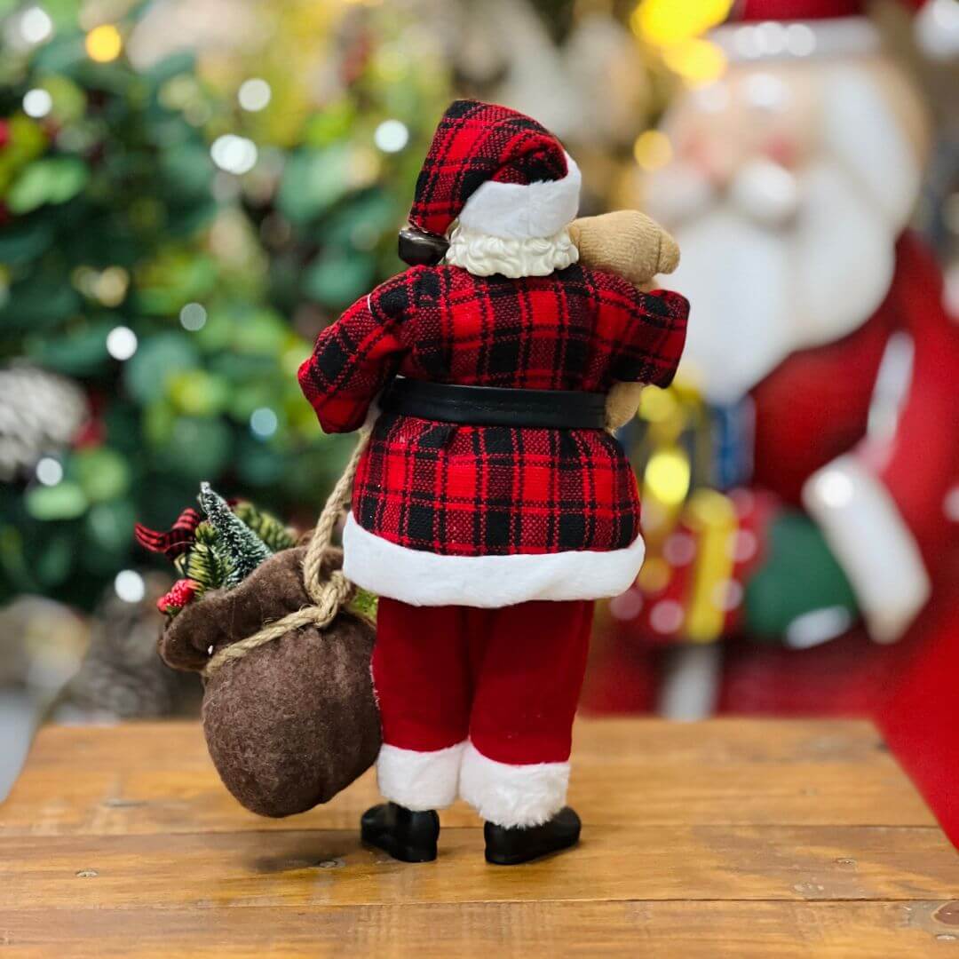 Papai Noel Com Ursinho - 30cm