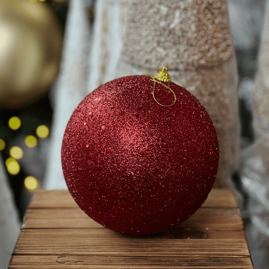 Bola Natalina Vermelha Glitter 15cm - 1un