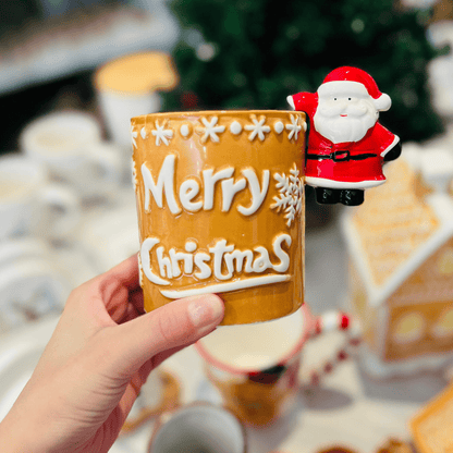 Caneca Natalina Merry Christmas de Cerâmica 400ml 13cm