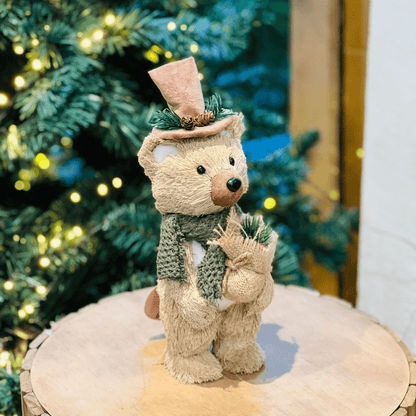 Urso Natalino Com Cartola 30x11cm