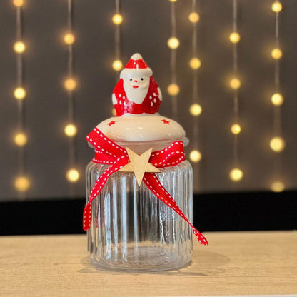Pote de Vidro com Tampa Hermética Natalino Papai Noel - 300ml
