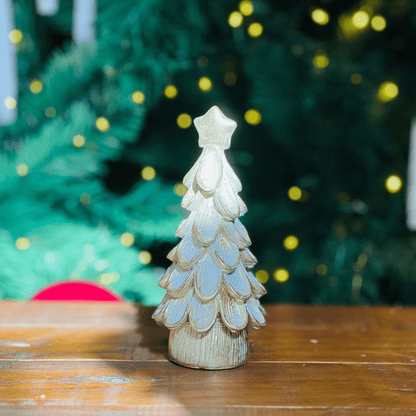 Arvore Natalina Dourada e Branco de Resina 14cm - P
