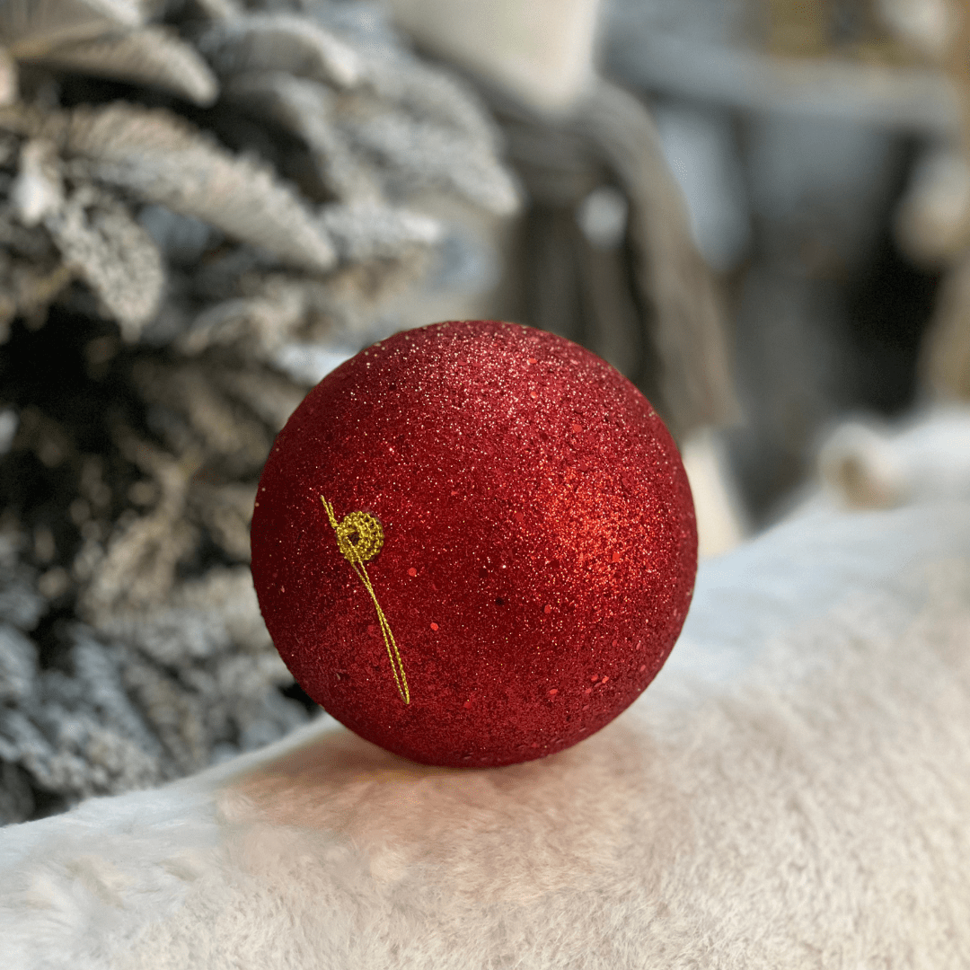 Bola Natalina Vermelha Glitter 15cm - 1un