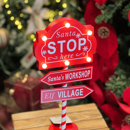 Placa Setas Santa Stop Com Led 41x25cm