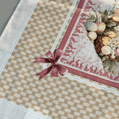 Toalha de Mesa de Páscoa Coelha e Laços 1,40x1,40m