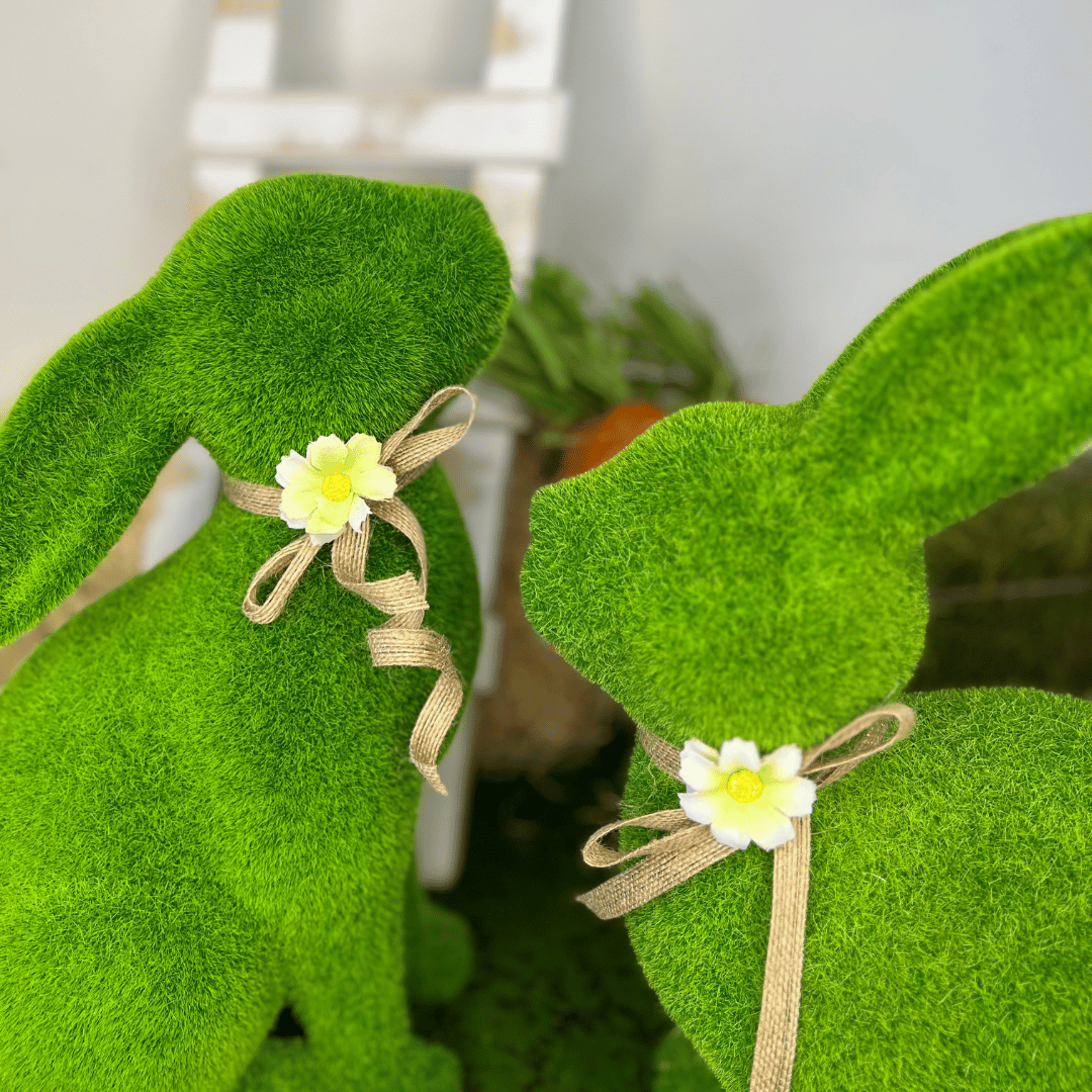 Coelho Musgo Verde De Resina Sentado 33cm