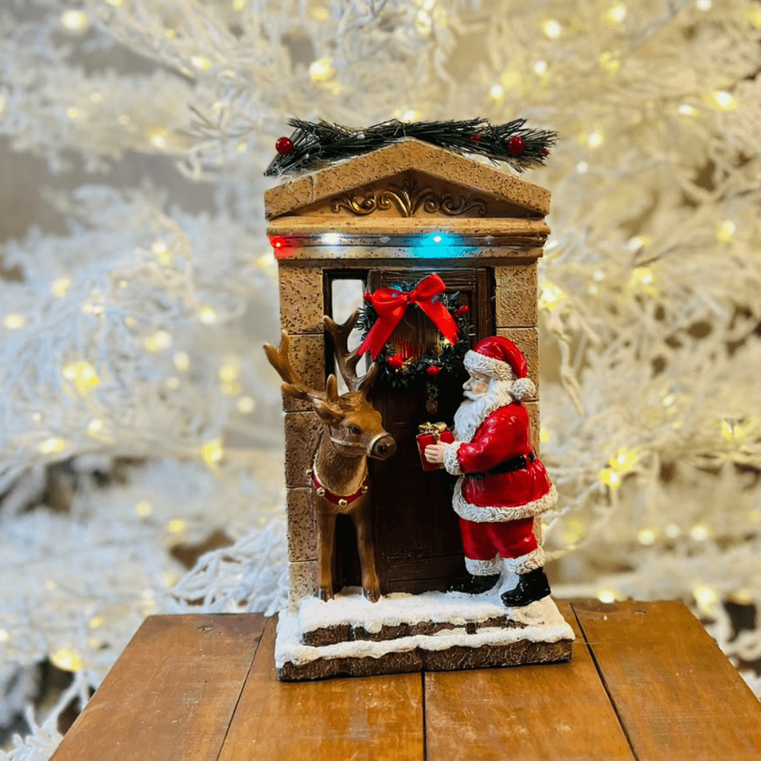 Decoração Noel na Porta com Rena e LED – 15 x 29cm