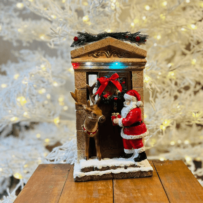 Decoração Noel na Porta com Rena e LED – 15 x 29cm