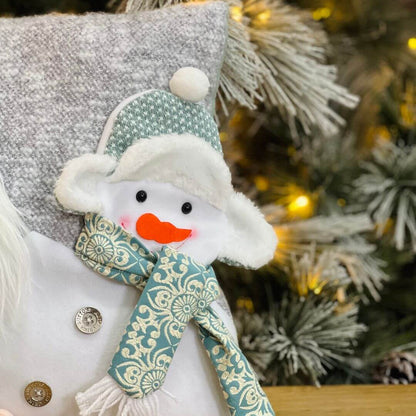 Almofada Natalina Noel e Boneco de Neve Azul 38cm