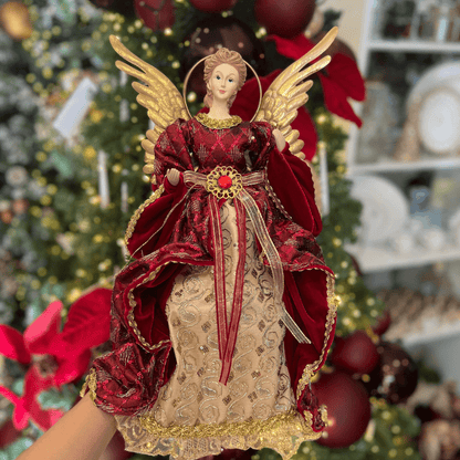 Anjo Natalino Vermelho e Dourado 40cm