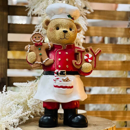 Urso Chef Decorativo com Gingerbreads – 41cm