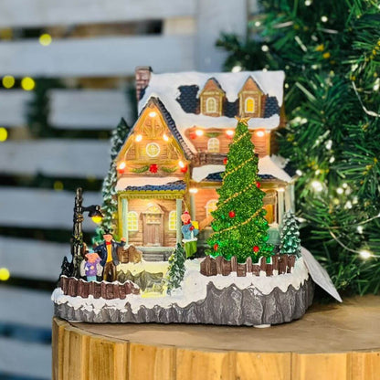 Cenário Natalino Casa com Pinheiro – Luz, Som e Movimento – 23,5 x 19,5 x 22,5cm