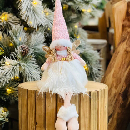 Boneca Fada Natalina Rosa e Branco 57cm