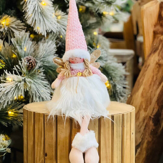 Boneca Fada Natalina Rosa e Branco 57cm