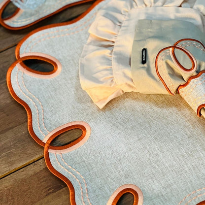 Kit 2 Guardanapos Ondina Laranja Com Bordado e 2 Argolas - 43x43cm (533139)