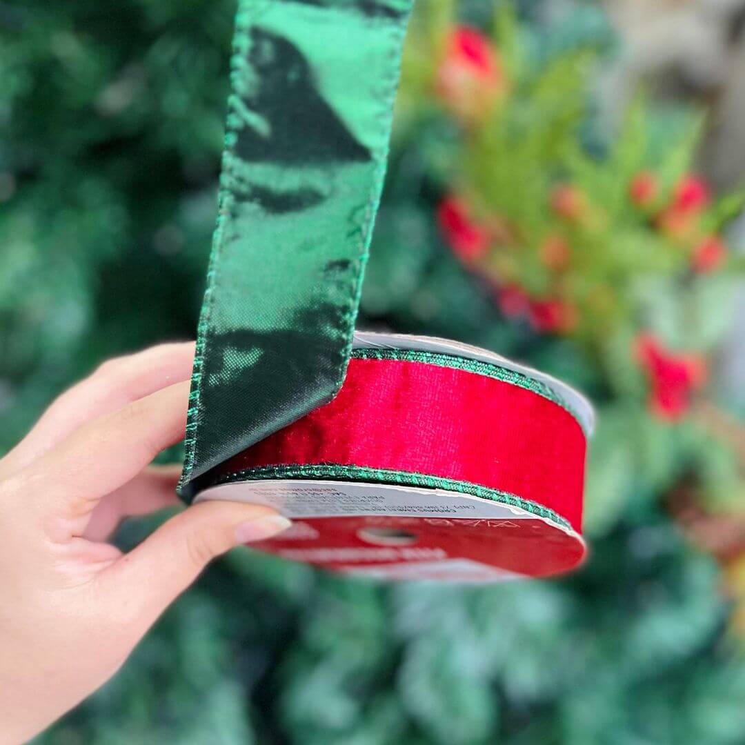 Fita Aramada Lisa Vermelha e Verde – 3,8cm x 9,14m