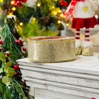 Fita Aramada Com Glitter Dourado - 6,3cmx914m
