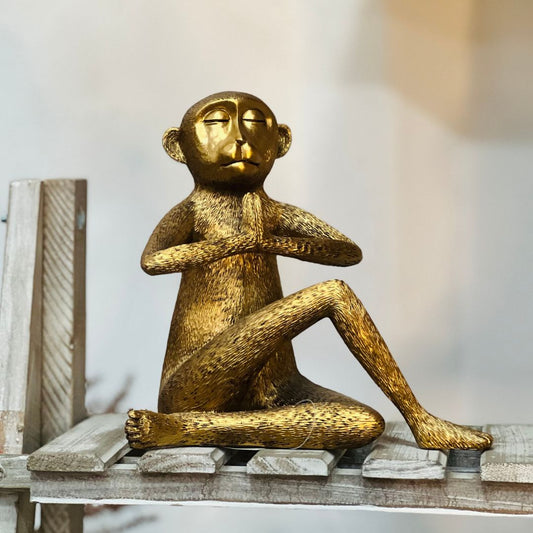 Escultura Macaco Yoga Em Poliresina C - 19cm