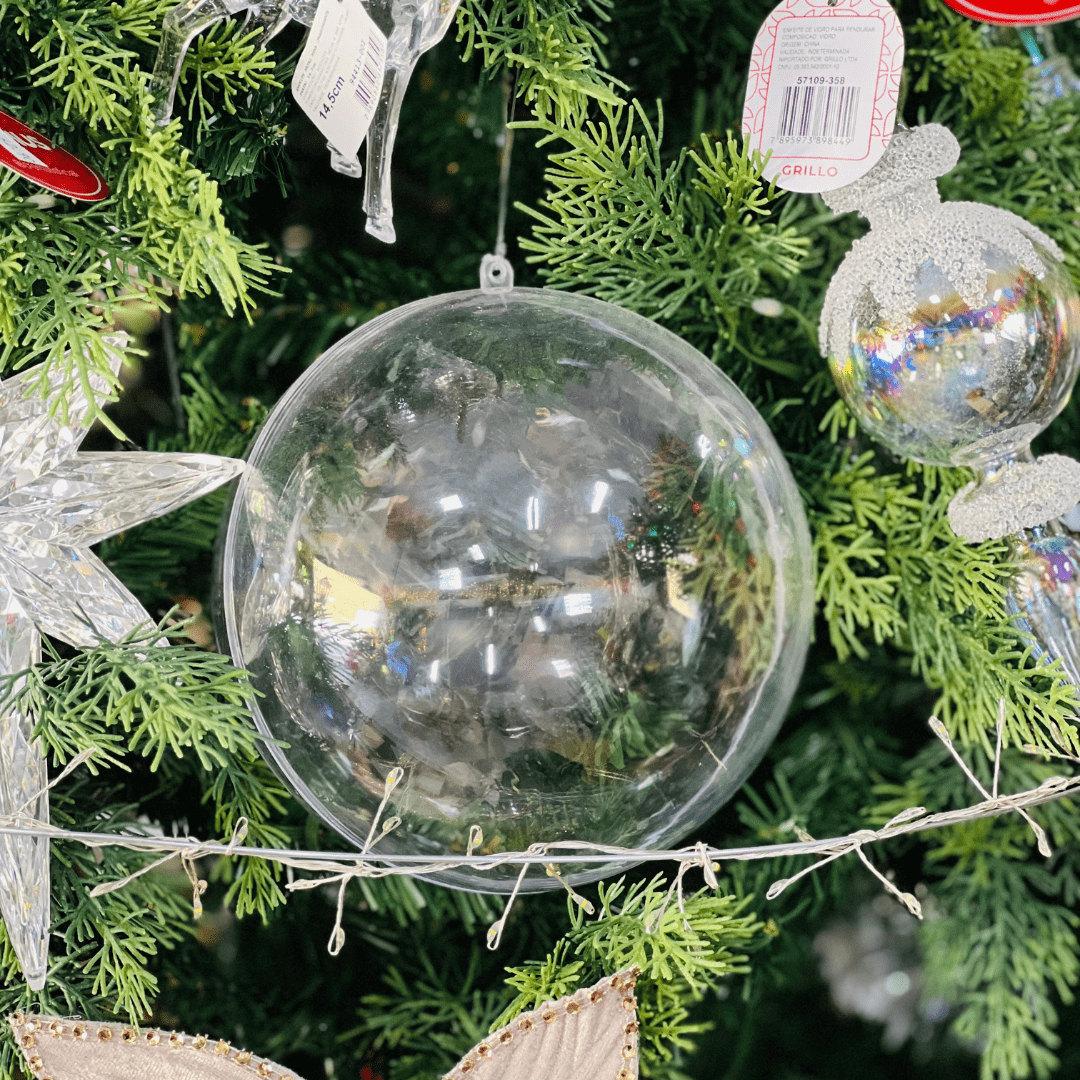 Bola Natalina Transparente 16cm 1un