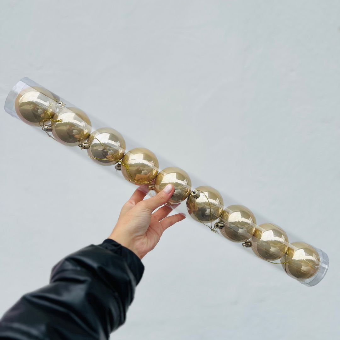 Jogo com 9 Bolas Natalina Perolada - 6cm