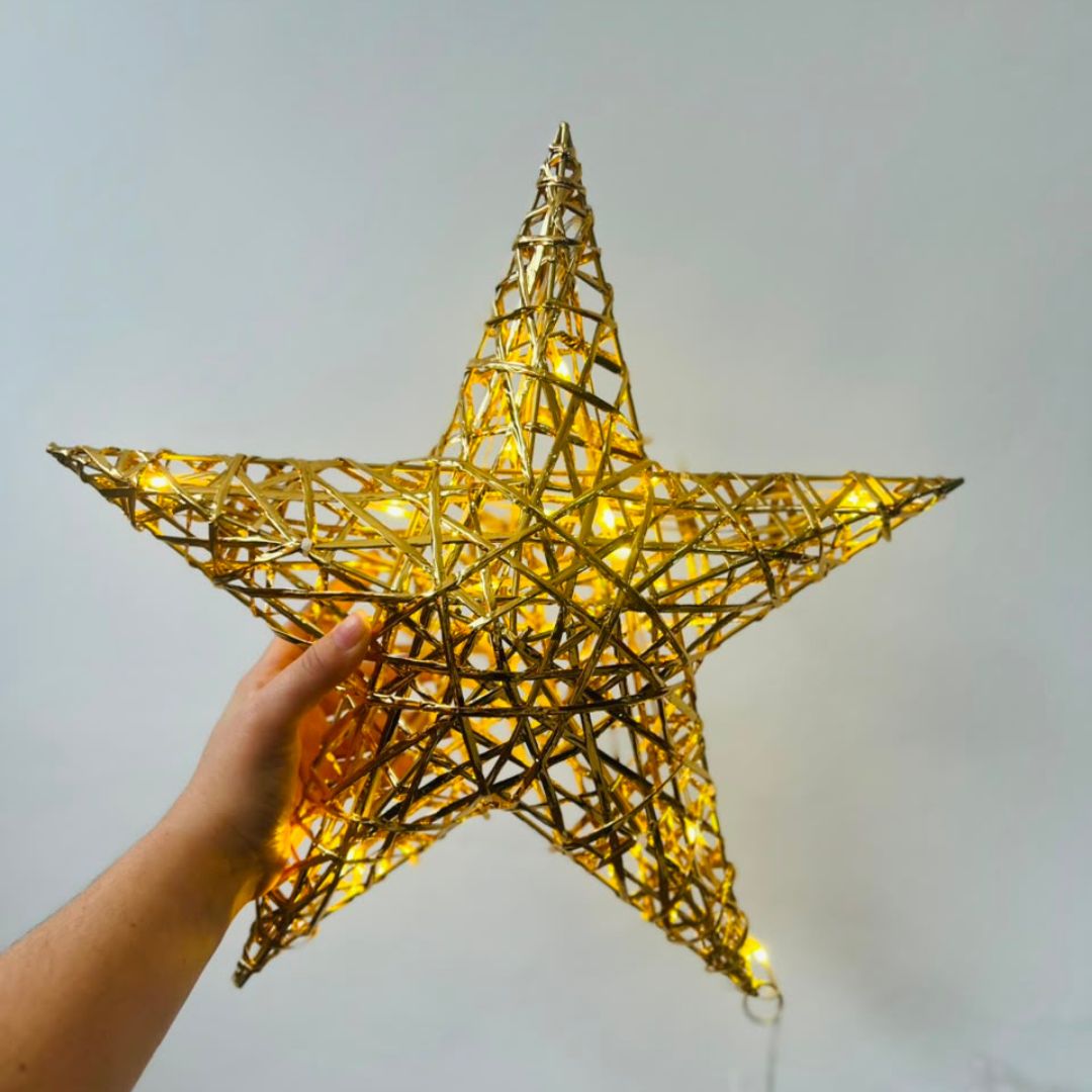 Estrela de LED Aramada Branco Quente - 30 cm | Com 20 LEDs Bivolt