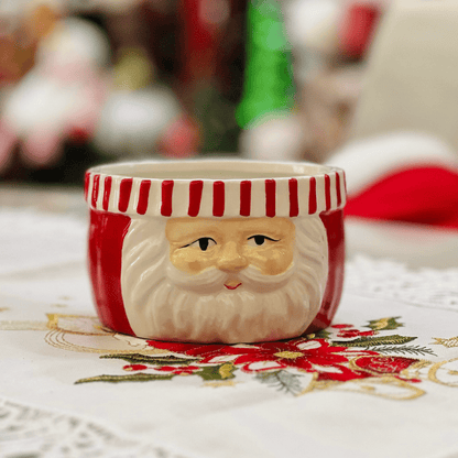 Bowl Cachepot Natalino Papai Noel de Cerâmica 13,2x13x7,5cm