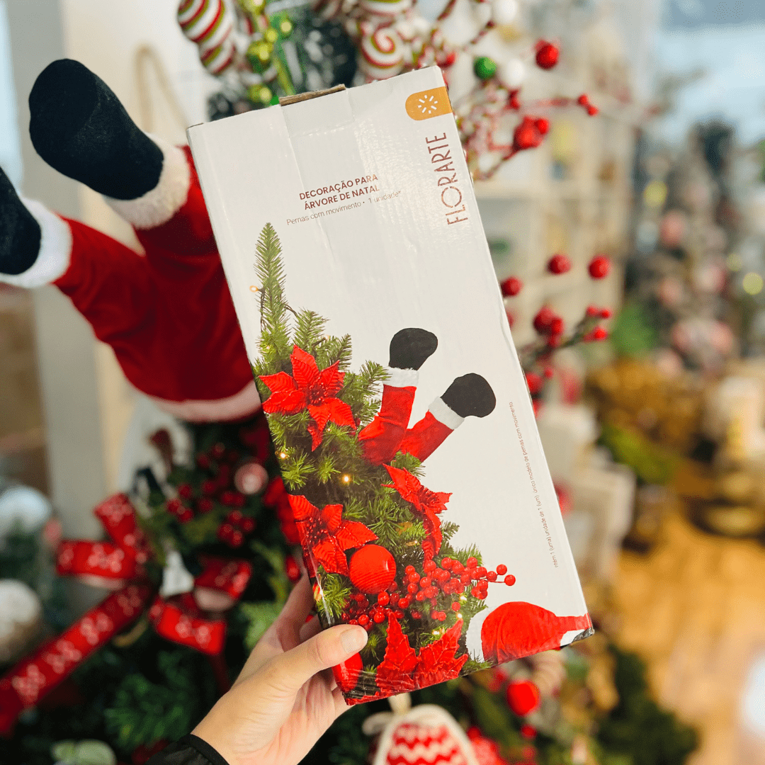 Pernas do Papai Noel para Árvore Com Movimento 17x13x35cm