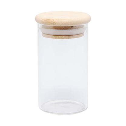 Pote de Vidro Com Tampa de Bambu - 800ml 10x10x16cm