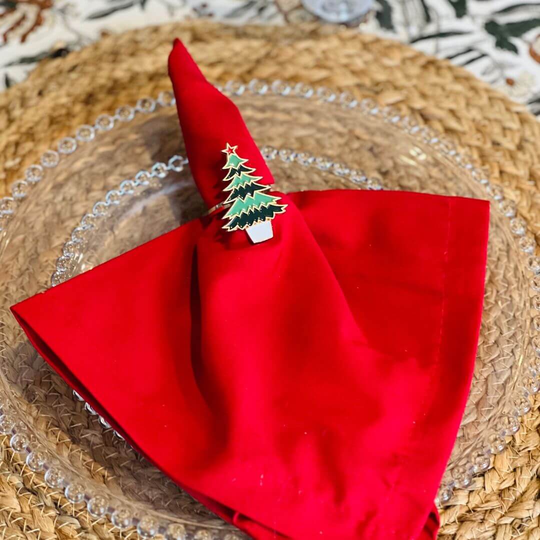 Porta Guardanapo Natal Árvore em Metal | Kit com 4 Unidades
