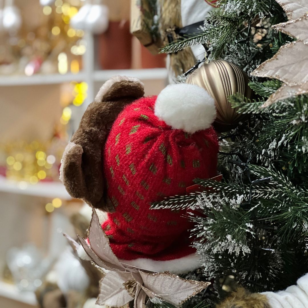 Enfeite Natalino Boneco de Neve com Touca de Rena - 70cm