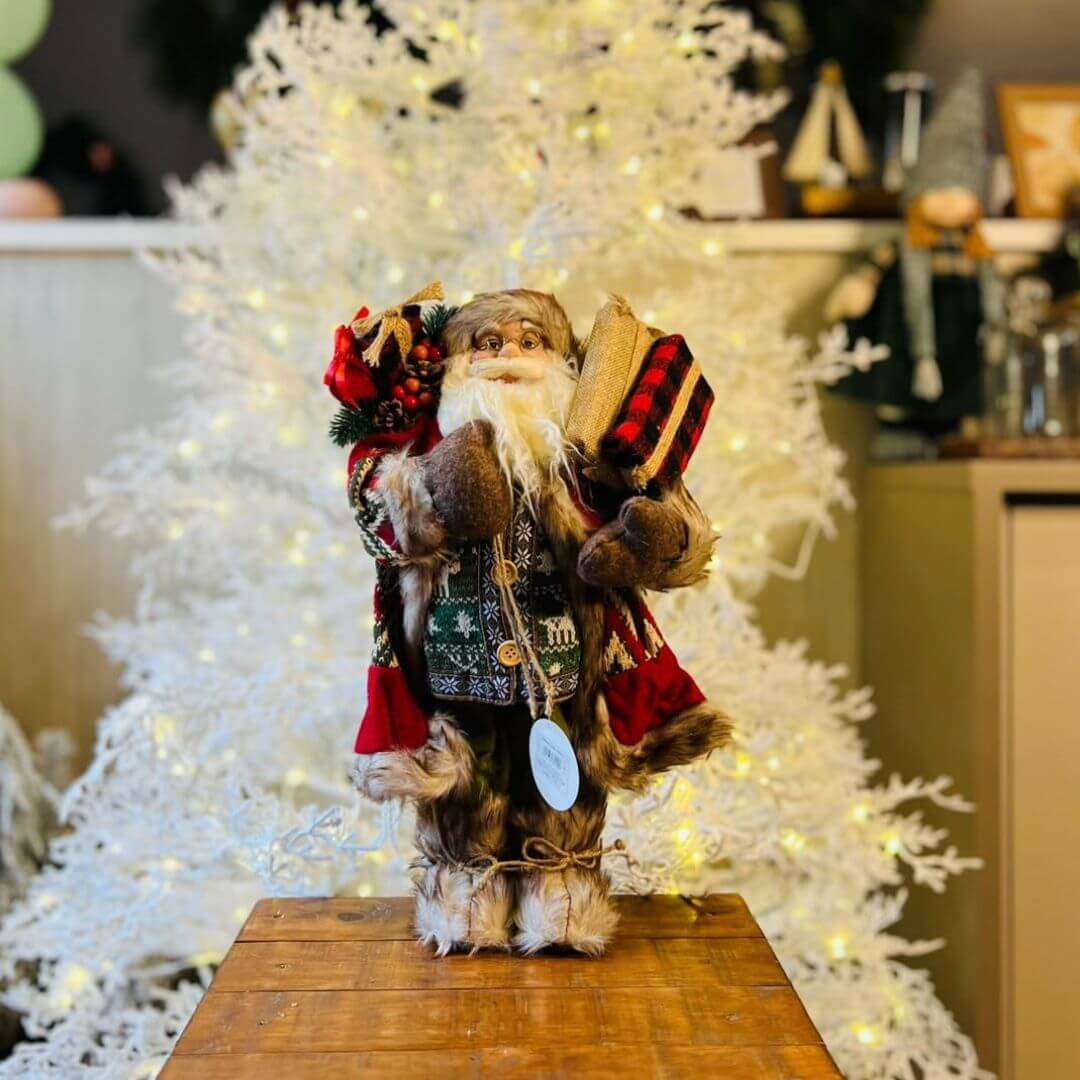 Papai Noel Natalino Com Presente - 45cm