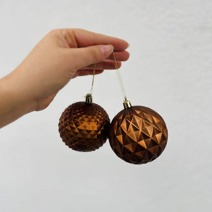 Bola Decorada de Natal Bordô – 8cm | Kit com 6 Unidades